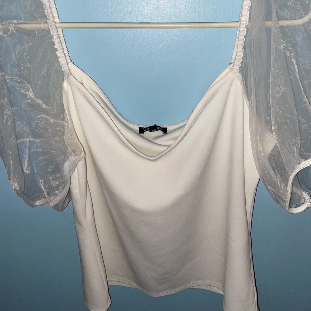 EXPRESS White puff sleeve blouse